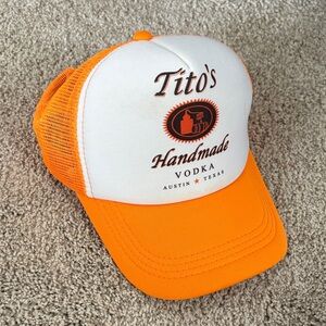Tito's Handmade Vodka Orange and White Trucker Hat